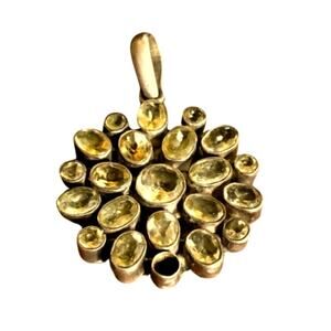 Vintage Citrine Sterling Silver Pendant, Large